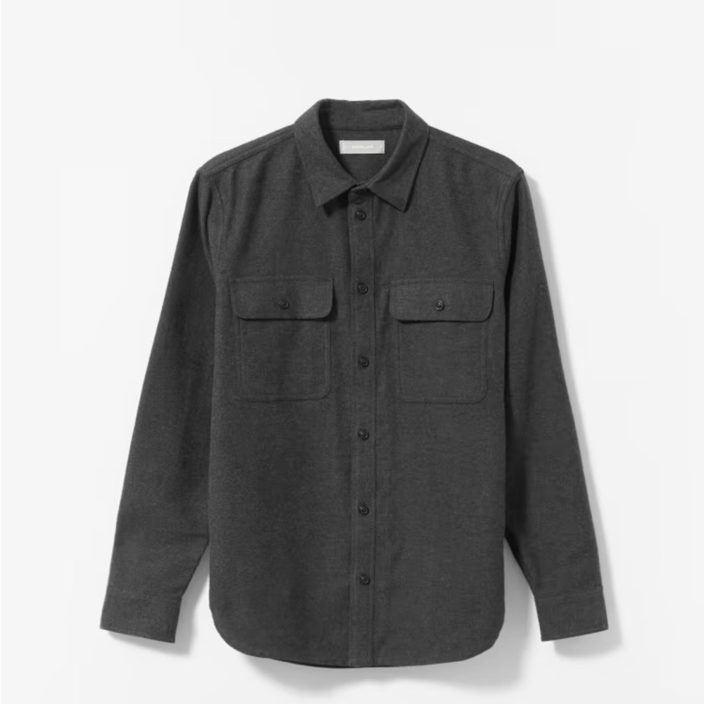 Everlane Heavyweight Overshirt Flannel Button Down Shirt in Charcoal Heather